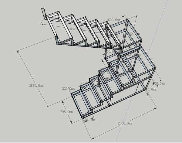 我自己画了一个楼梯,想用角钢焊接出一个楼梯框架,请问如何计算角钢