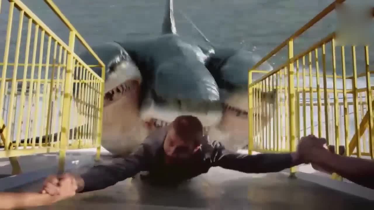 太恐怖了,夺命三头鲨,胆小勿看-精彩视频片段-