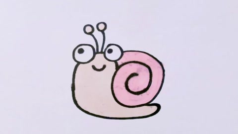 彩色简笔画 儿童画 可爱 小动物 蜗牛 亲子 画画游戏