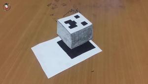 两分钟学会3d手绘立体画:教你画一个我的世界像素风的悬浮头像