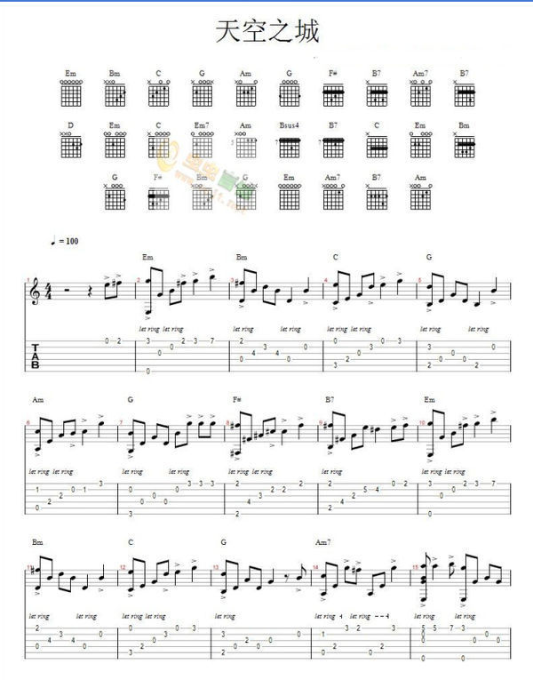 求《天空之城》的solo吉他谱