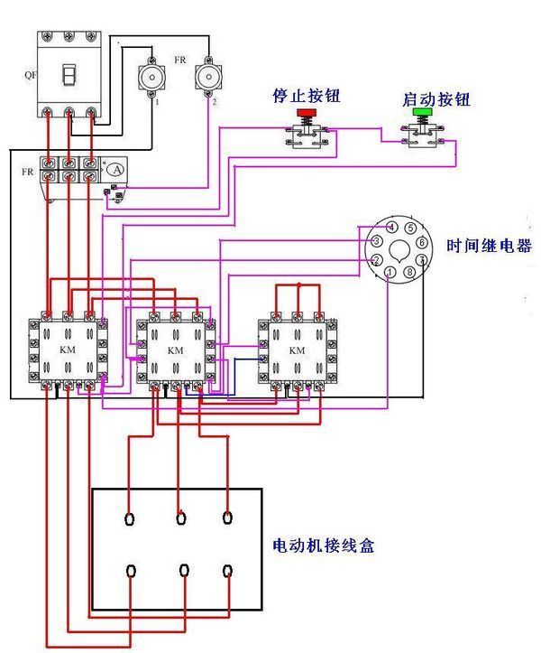 30kw电机的星三角启动器的电路怎么接