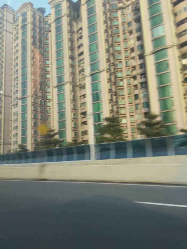 在车上用手机拍窗外景物,由于车在快速移动,所以拍得不清晰,有什么