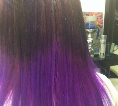 染深紫色头发掉色后是什么颜色求照片