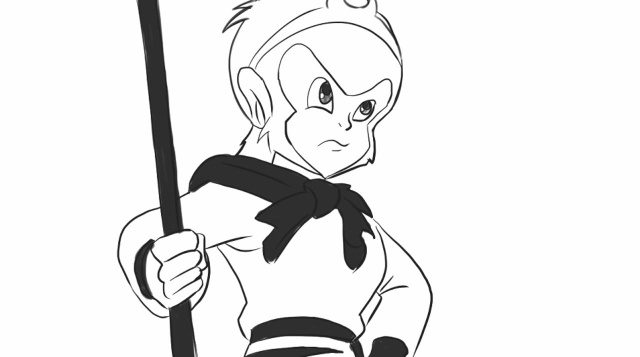 [小林简笔画]绘 画西游记动画片中的美猴王 猴哥通形象简笔画教程