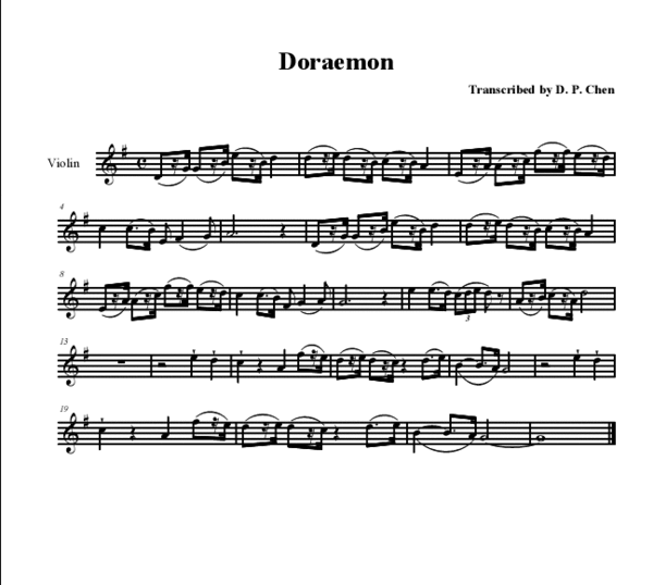 跪求哆啦a梦主题曲小提琴五线谱记住是小提琴五线谱 谢