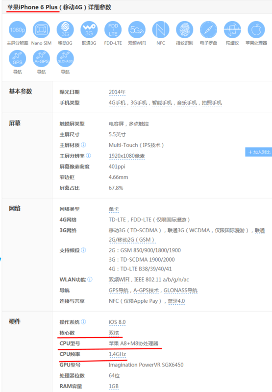 苹果iphone   plus的处理器是苹果a8,双核1.4ghz.
