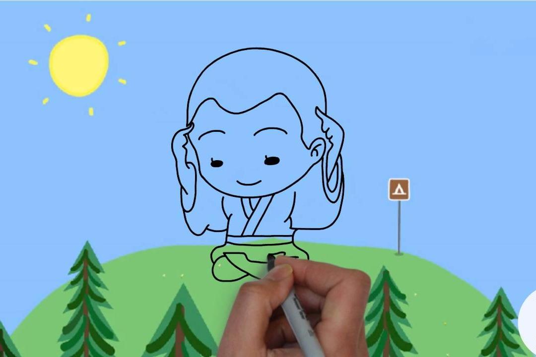 视频:手绘简笔画,聪明的一休哥,听儿歌学画画!