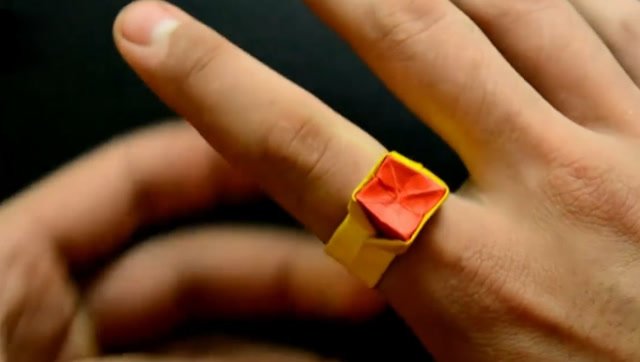 折纸:钻石戒指折纸教程,学会这个小窍门,轻松折出纸戒指!