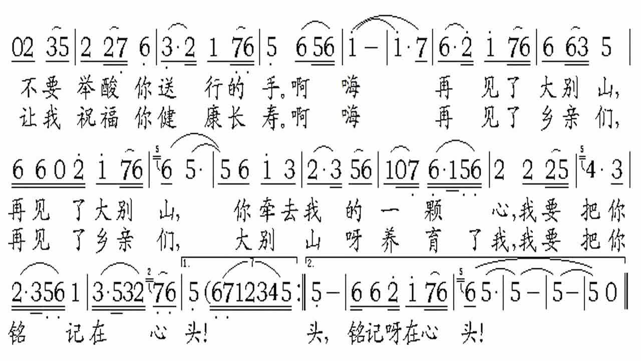 再见了 大别山-歌谱