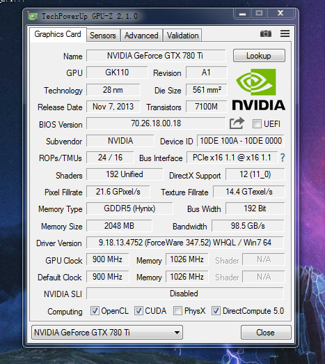 gtx780ti显卡gpuz数值,我这个是假显卡吗?这个估计是多少的显卡