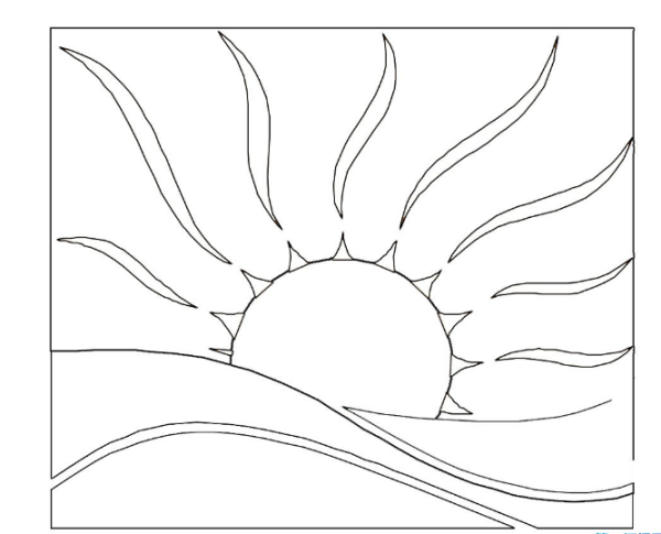 旭日东升的成语简笔画