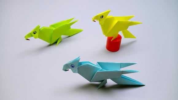 视频:非常逼真的鹦鹉折纸,很多人都不会折,做法其实特别简单