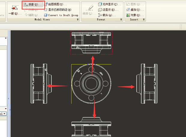 ProENGINEER将光栅图显示三视图及CAcad零件不转为图片图片