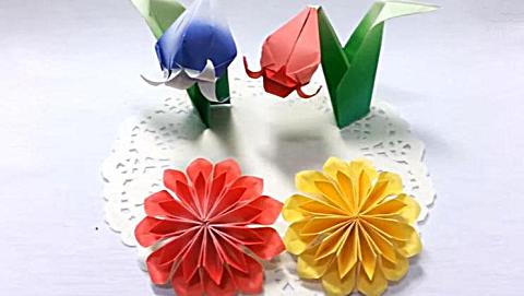 手工折一朵立体的郁金香! 简单又漂亮的折纸花大全图解!
