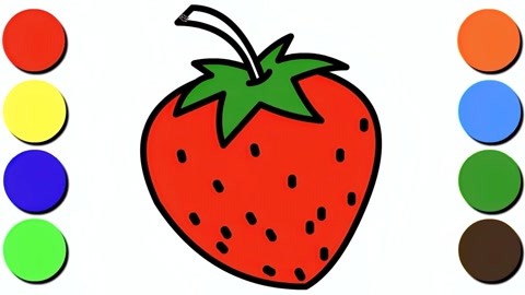 儿童画画教学,如何画草莓 儿童轻松学 画画 幼 儿绘画启蒙学画水果