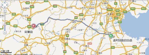 河北省沧州市孟村回族自治县在山西省忻州市定襄县的什么位置