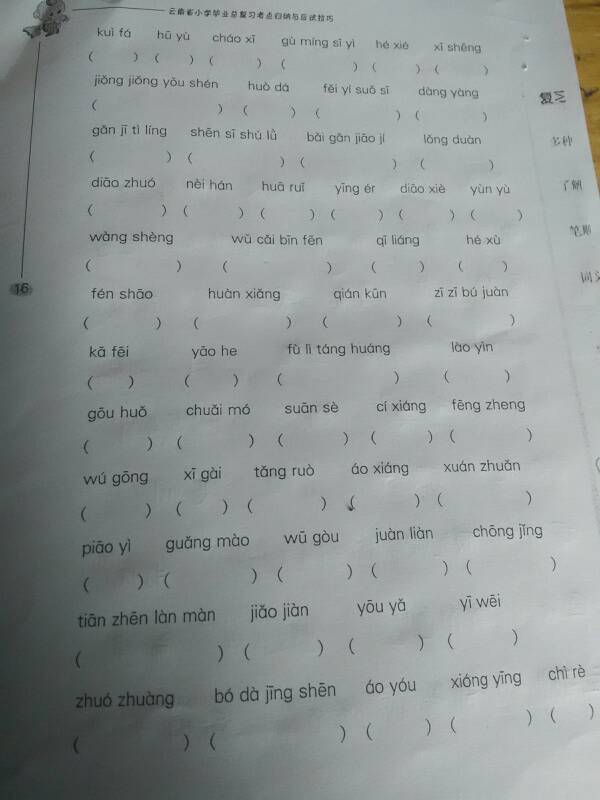 小学语文看拼音写词语