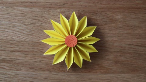 雏菊折纸教程,超级漂亮的小雏菊折纸,菊花折法