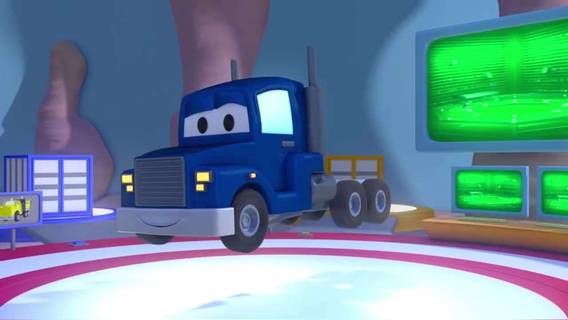 超级卡车 有人梦游破坏汽车城 卡尔变身警笛卡车叫醒他 动画片