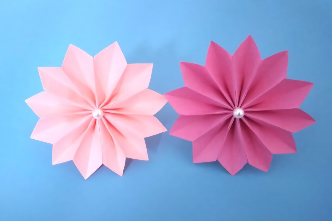 非常漂亮的立体花朵折纸,做法真的很简单,儿童益智手工折纸教程