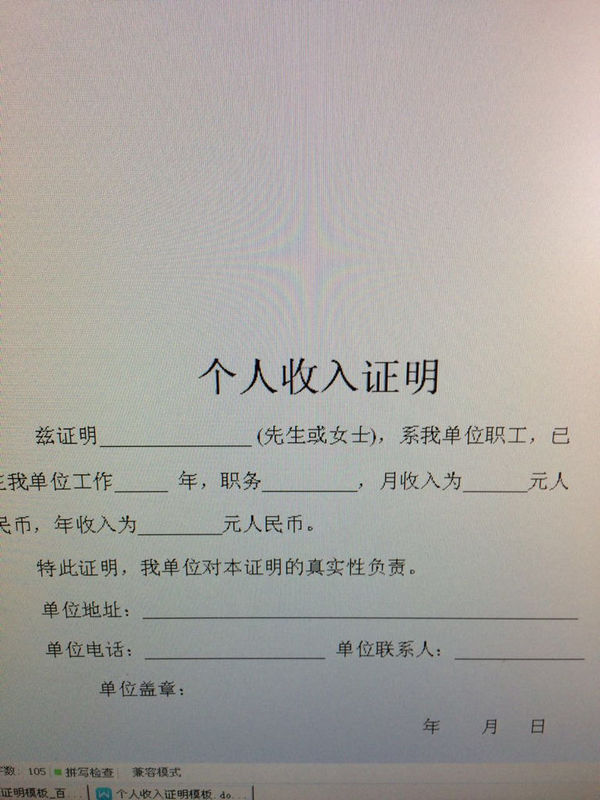 这个收入证明空格填写信息,是手写上去?还是打字上去?