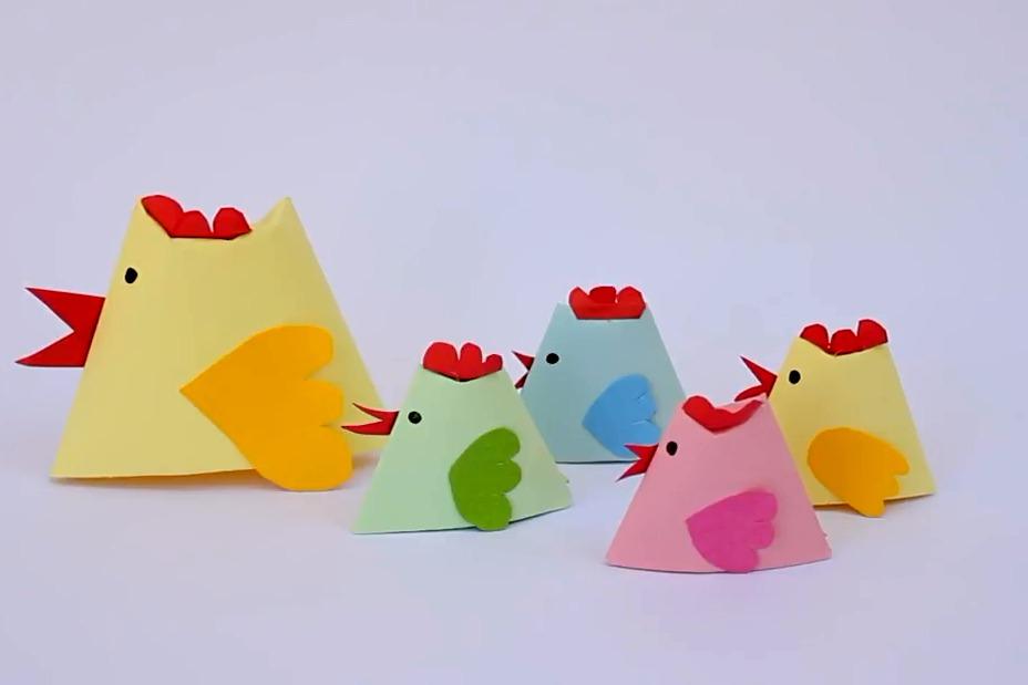 视频:育儿早教手工,手工折纸diy可爱母鸡和小鸡玩具,好玩