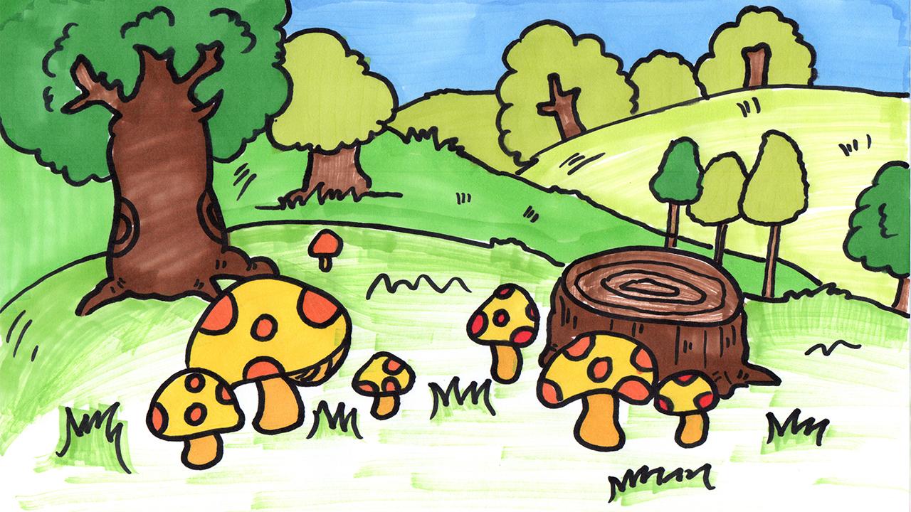 美丽森林儿童画内容图片展示