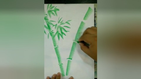 画画 #创意儿童画 #教程 能跟上节奏,你就能学竹子的画法