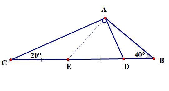 如图在三角形abc中 角b等于40度 角c等于20度 ad垂直于ac于a交bc于d