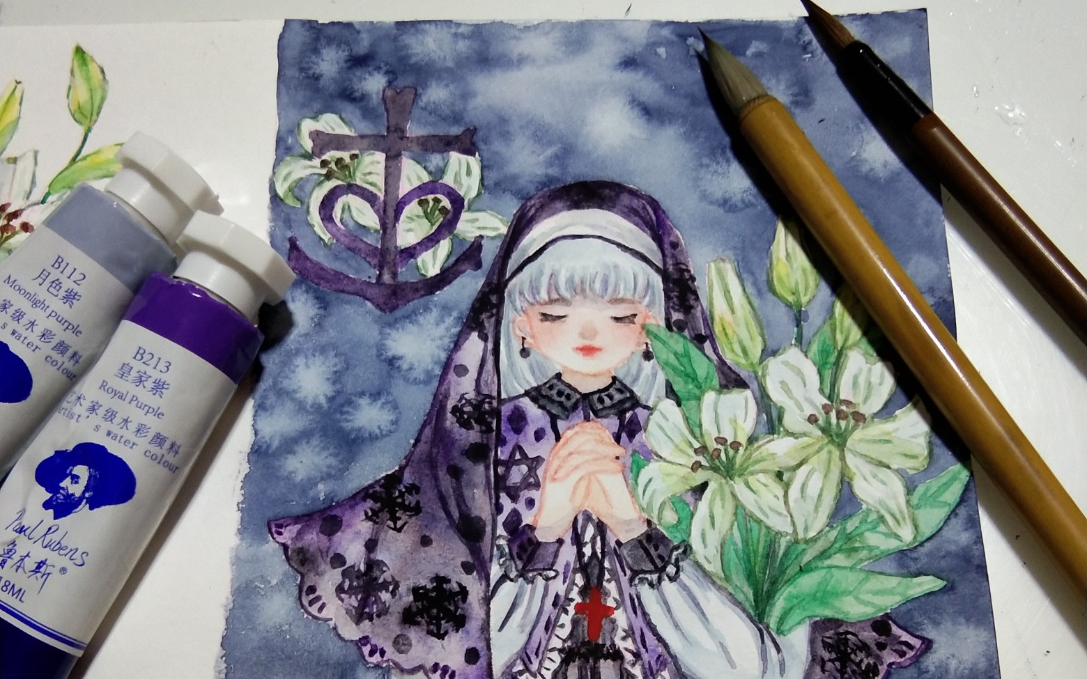 修女小姐姐【angel妖杂物堆粉丝水彩绘画活动】