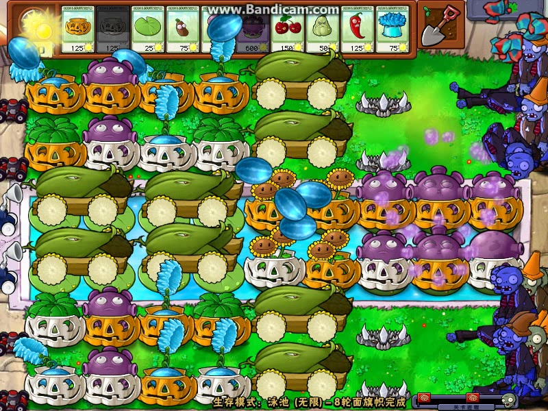 植物大战僵尸泳池无尽八炮流!
