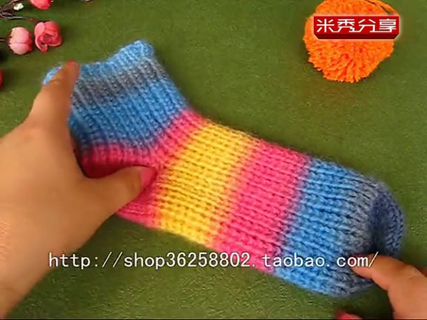 毛线袜子编织视频 地板袜的编织方法