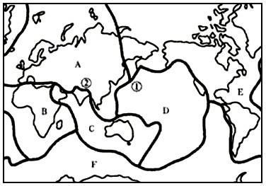 中①处是世界两大板块六大板块分布图六大板块轮廓图简笔画六大板块