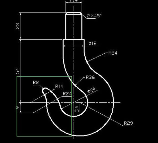 已解决:cad画图;钩子
