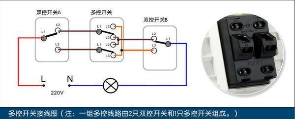 正泰一联多控开关接线图