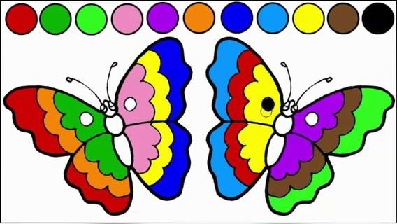 少儿颜色启蒙 儿童画画填充漂亮五彩的小蝴蝶 宝宝早教亲子游戏