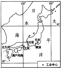 材料一 日本的位置和主要工业中心分布示意图 材料二 日本进口的忠