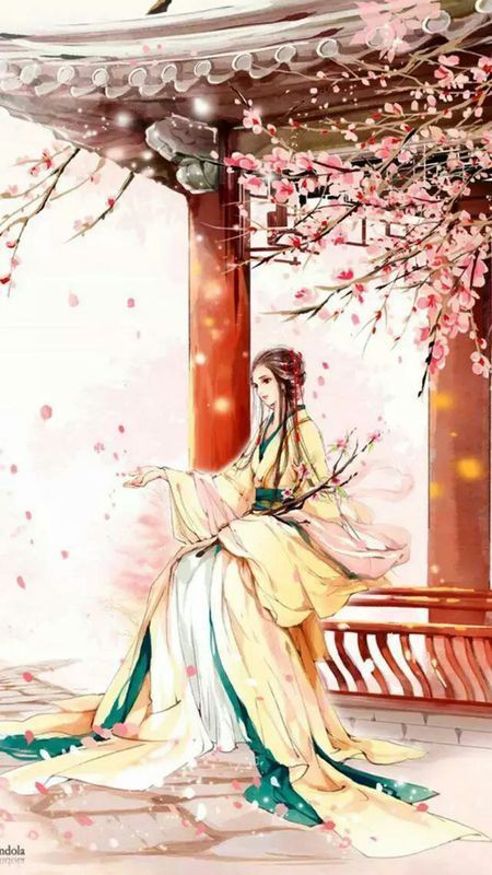 求一张一名女子坐在梅花树下的古风图片,和一张古风彼岸花的背景,急