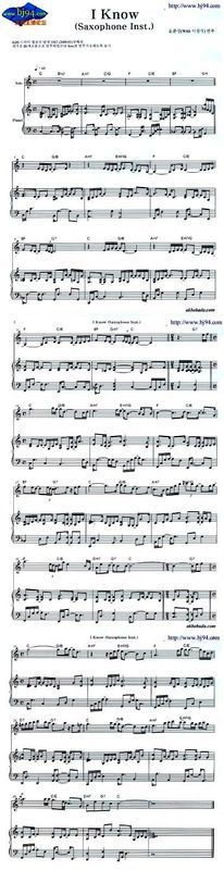 萨克斯曲 i know 的谱子, 完整版的. 谢谢.