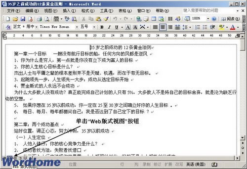 在word2003中使用"web版式"视图和"大纲"视图