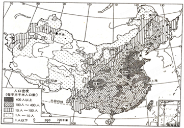 (3)人口地理界线我国民族分布图中国人口界线人口密度图黑白少数民族