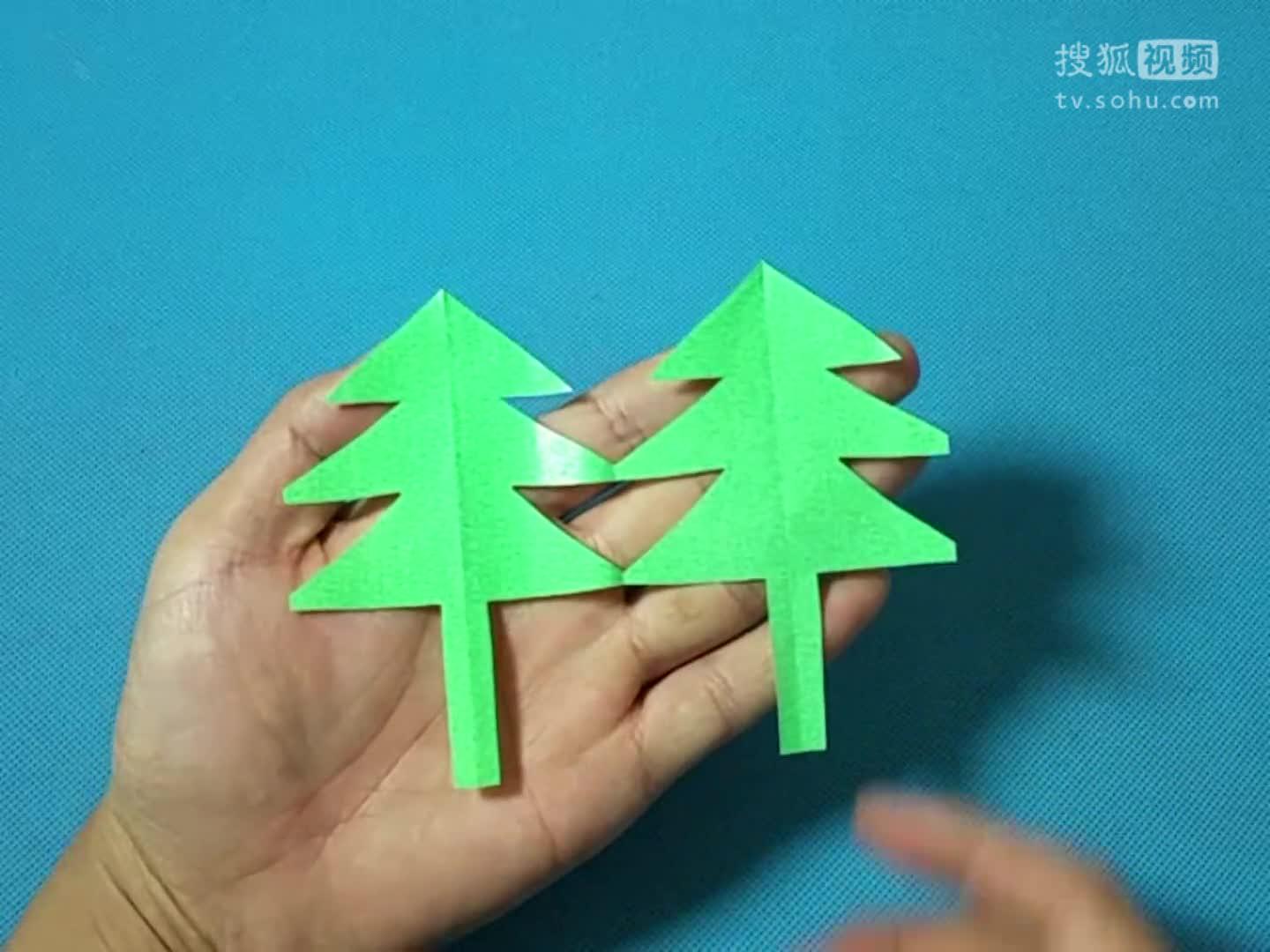 剪纸2棵小树 剪纸视频教程大全 儿童亲子手工diy教学 简单剪纸艺术