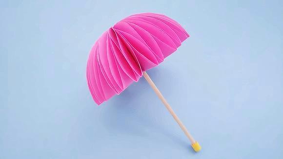 美丽的立体雨伞折纸,做法原来这么简单,手工diy折纸视频教程