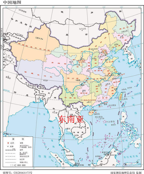 东南亚在中国地图哪里