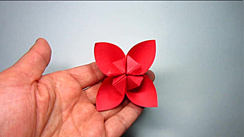儿童手工折纸花朵,简单漂亮的四瓣花折法,diy手工制作