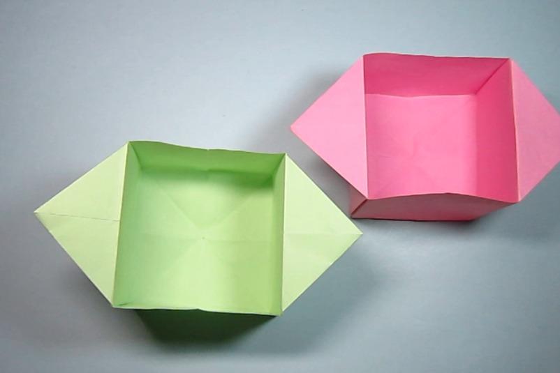 视频:一张长方形纸折出的漂亮收纳盒,简单的折纸盒子,diy手工制作
