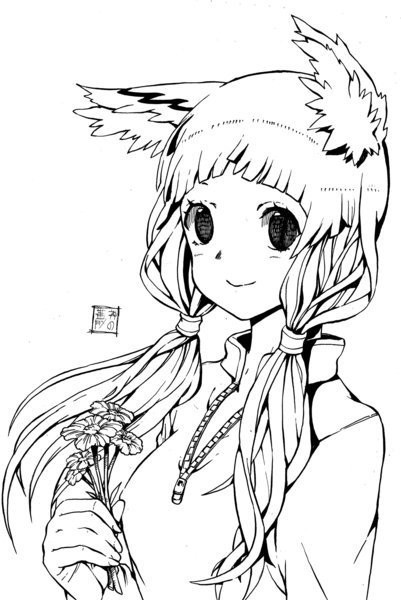 求没有上色的可爱少女漫画图片