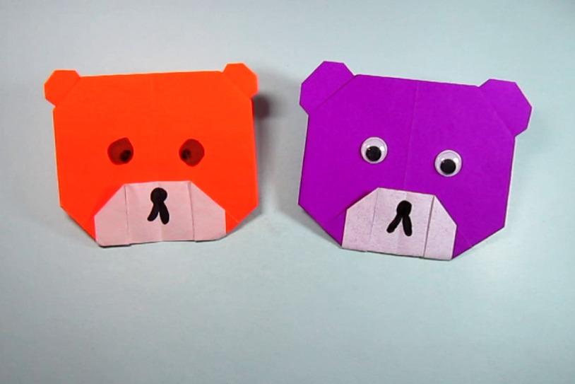 视频:儿童手工折纸小动物熊,一张纸就能折出简单又可爱的小熊头