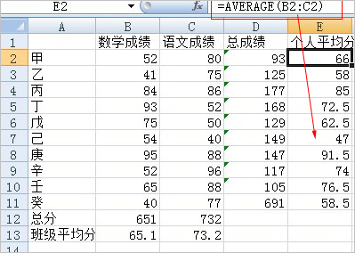 其实方法都一样的,只是平均值的函数不是sum,是"average"函数,那么